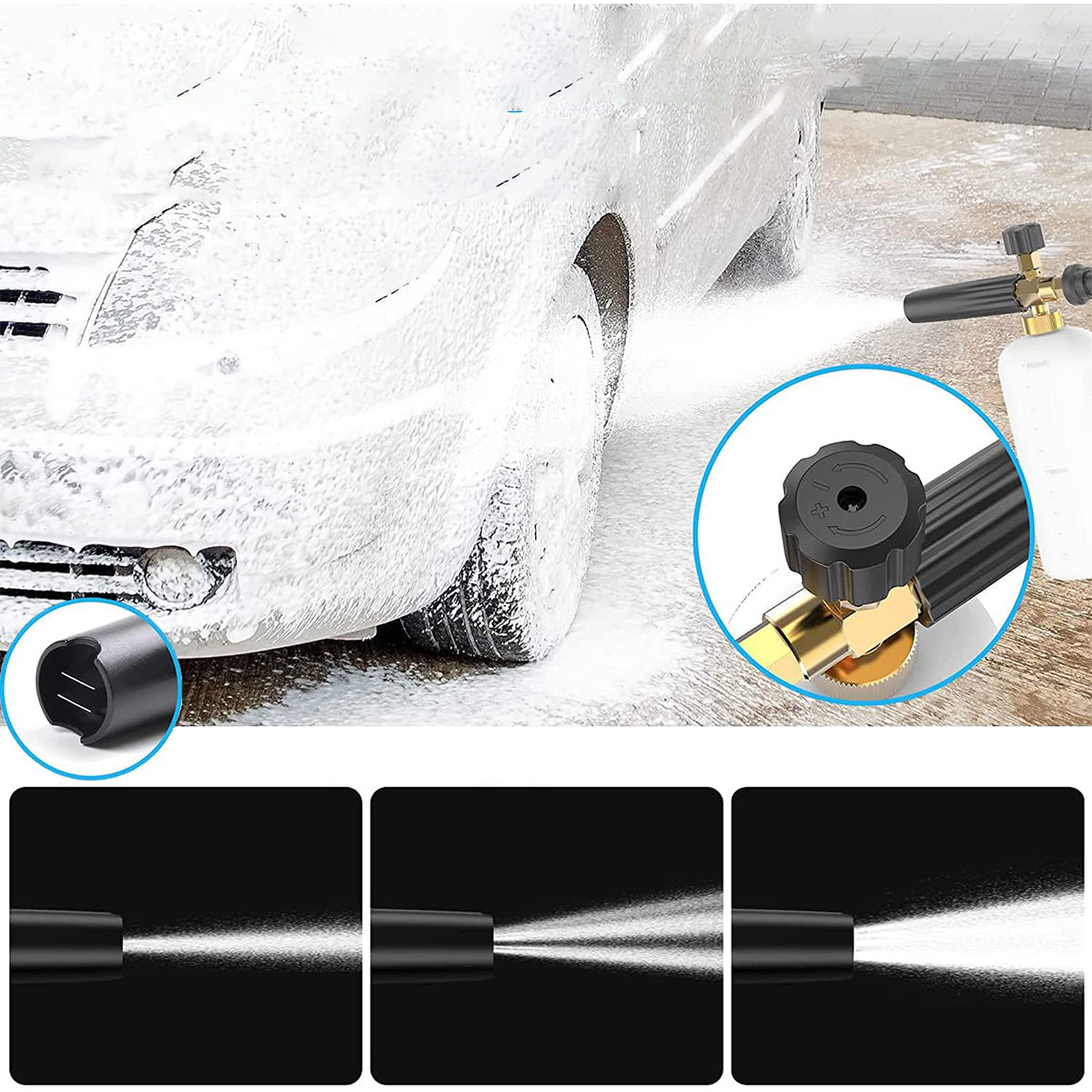SET OF 5 NOZZLES FOR PRESSURE WASHER QUICK COUPLER FOAMER 1L Manufacturer no brand