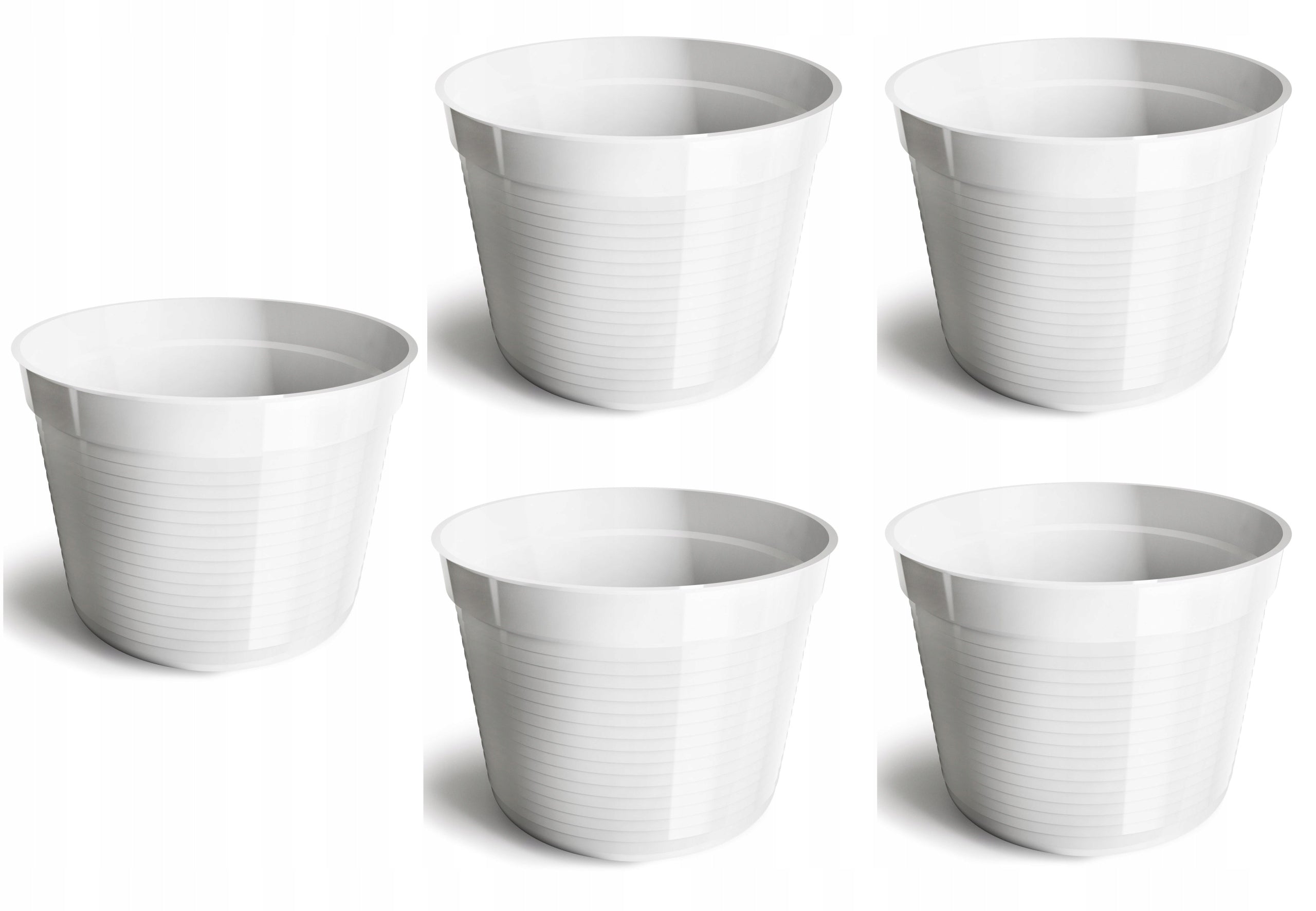 SET OF 5 PCS. COVER pot STRIPES CLASSIC PATTERN d. 17 cm WHITE