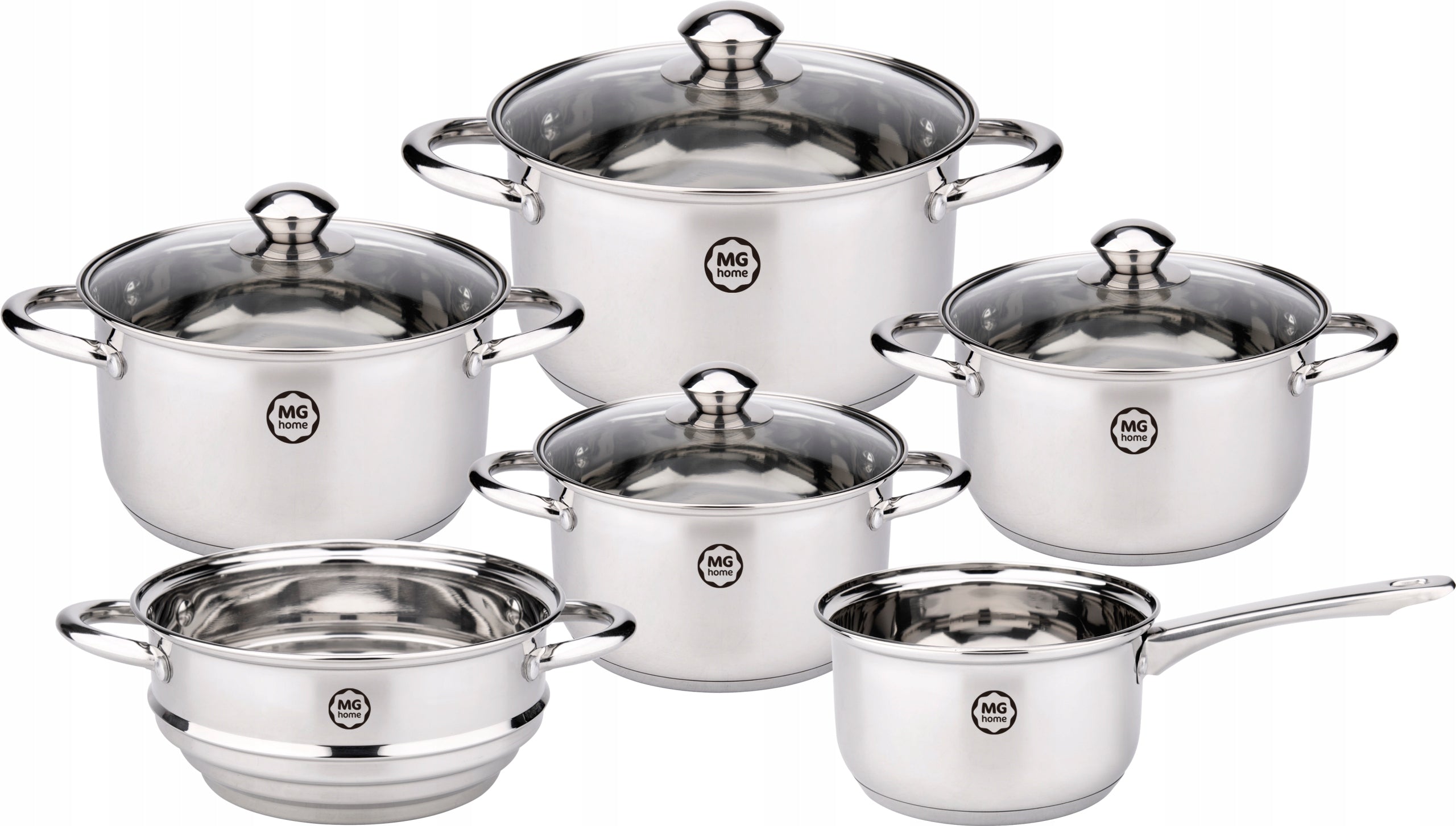 SET OF 5 POTS MG HOME LAURO STEEL SET OF 10 ELEMENTS INOX INDUCTION Brand MG Home