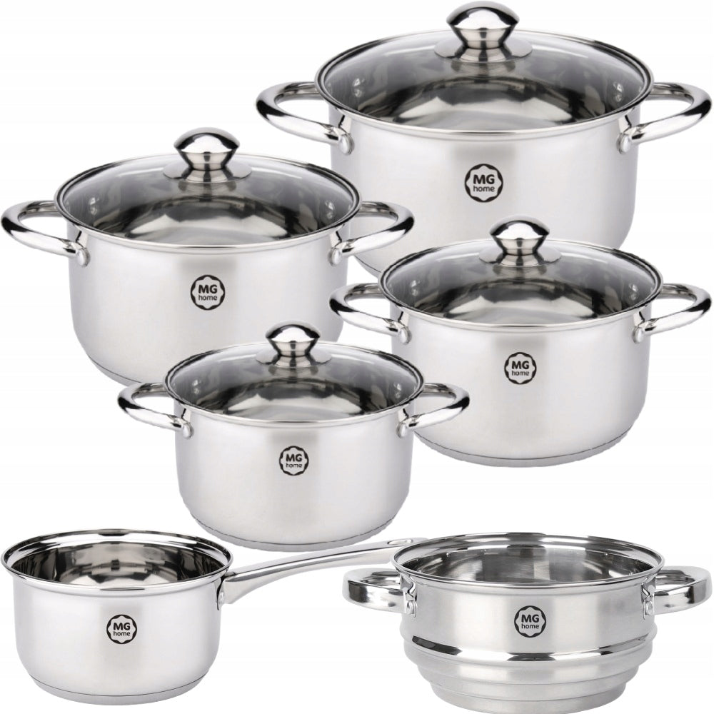 SET OF 5 POTS MG HOME LAURO STEEL SET OF 10 ELEMENTS INOX INDUCTION Material stainless steel