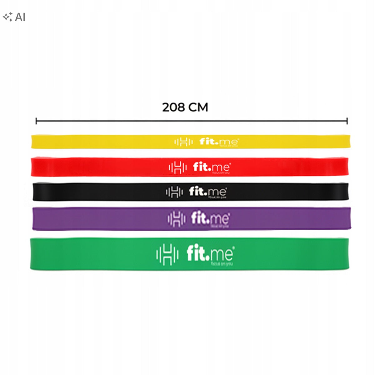 SET OF 5 POWERBAND STRETCHING RESISTANCE RUBBERS FROM 2 TO 45 kg Manufacturer code FM372