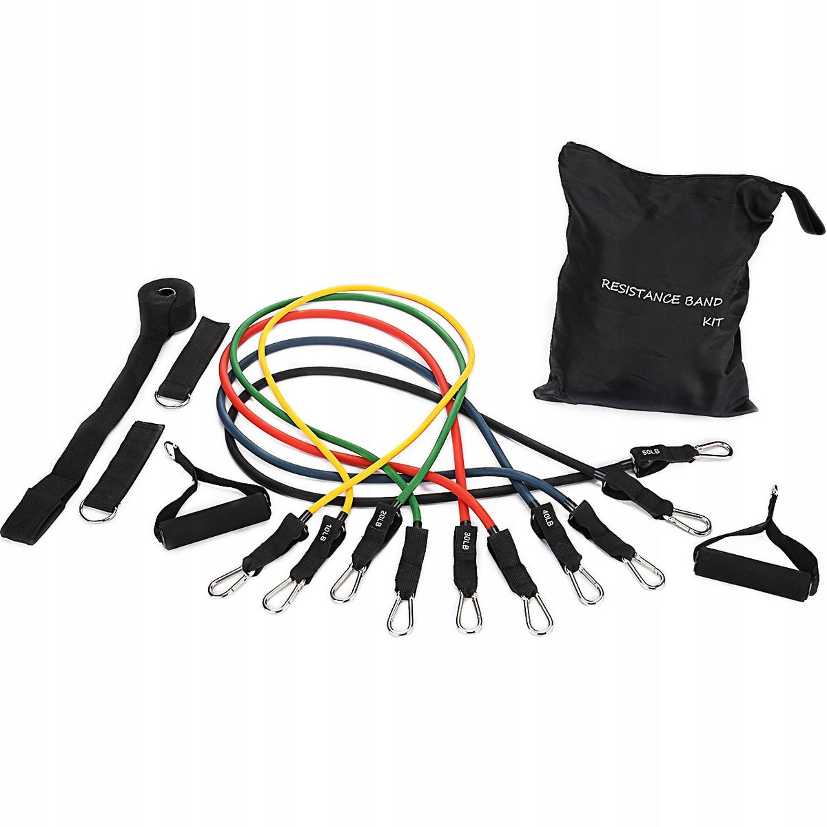 SET OF 5 RESISTANCE BANDS FOR EXERCISE WORKOUT BANDS FITNESS 4,5KG-22KG