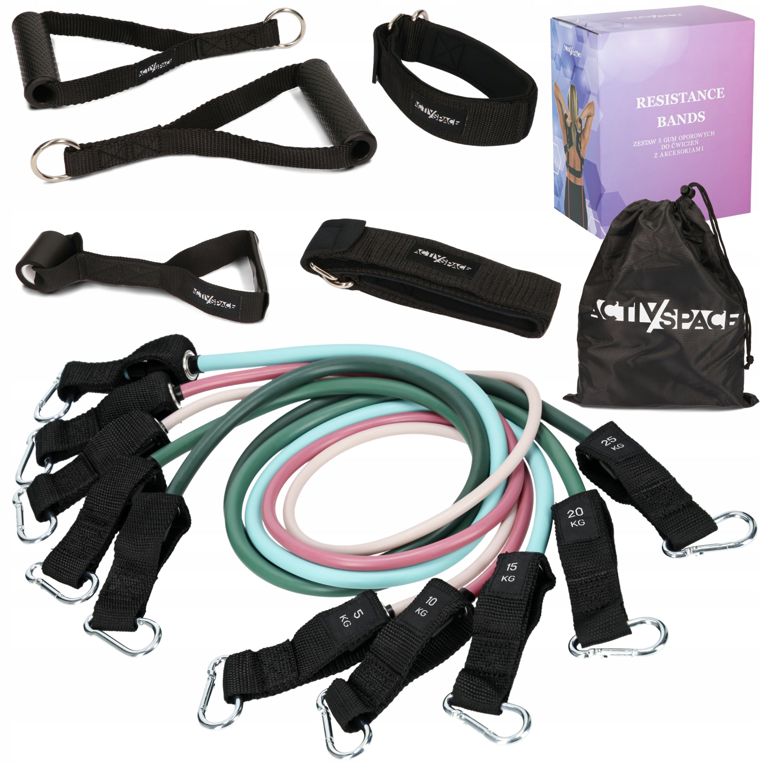 SET OF 5 RESISTANCE BANDS FOR EXERCISE WORKOUT BANDS FITNESS HIGH QUALITY RUBBER