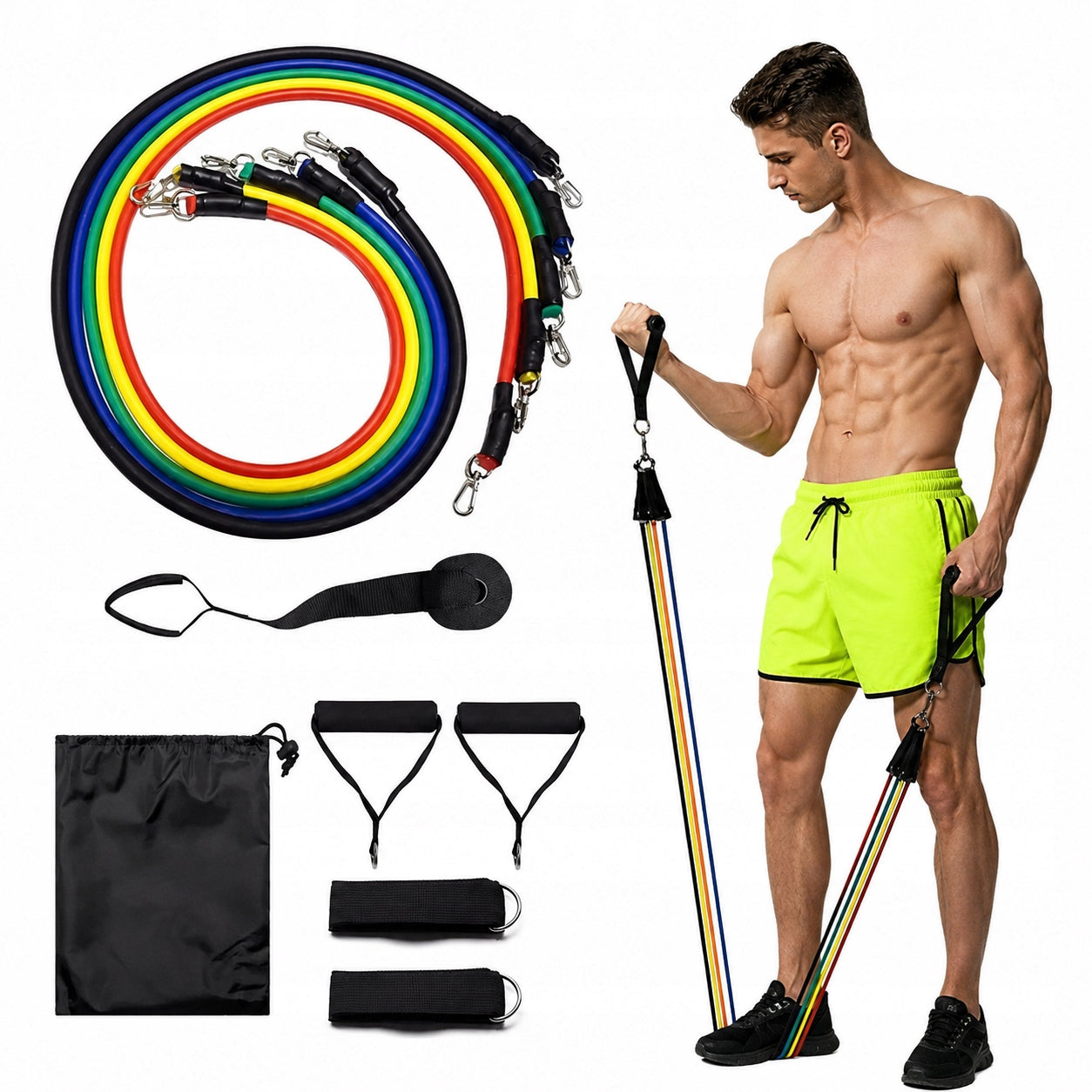 SET OF 5 RESISTANCE BANDS FOR EXERCISE WORKOUT BANDS FITNESS HIGH QUALITY