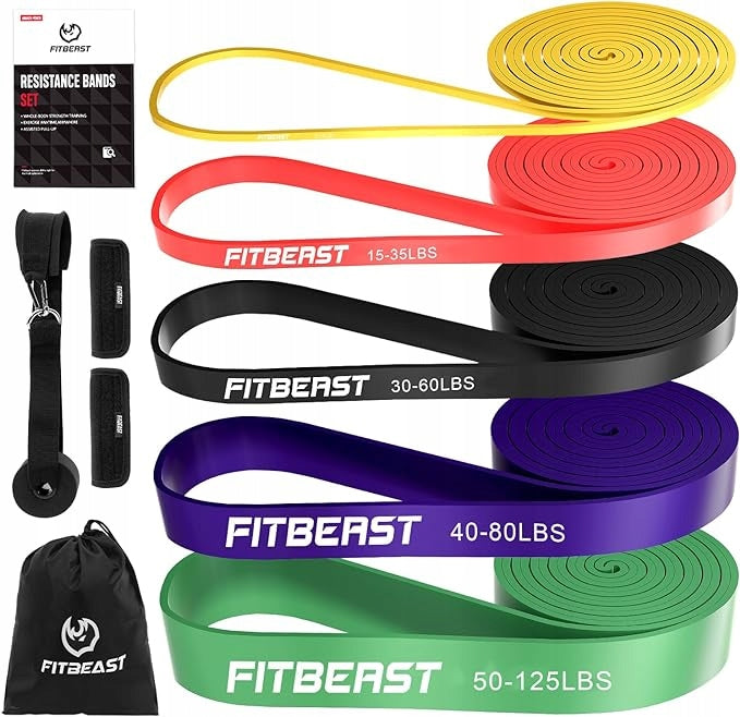 SET OF 5 RESISTANCE BANDS FOR EXERCISES FITBEAST FOR MEN AND WOMEN