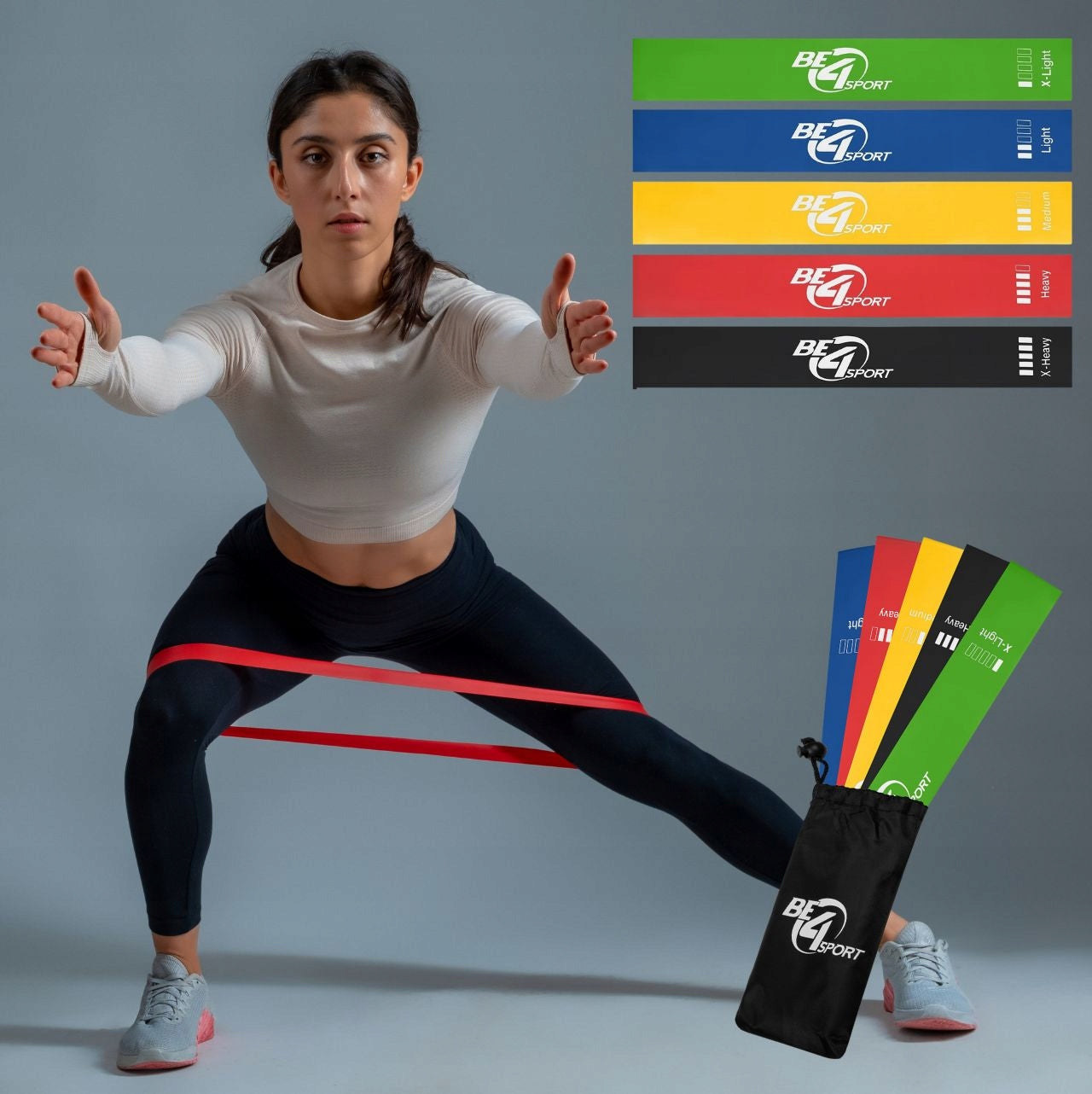 SET OF 5 RESISTANCE BANDS FOR STRETCHING EXERCISES MINI BAND 1-20 kg Length 60 cm