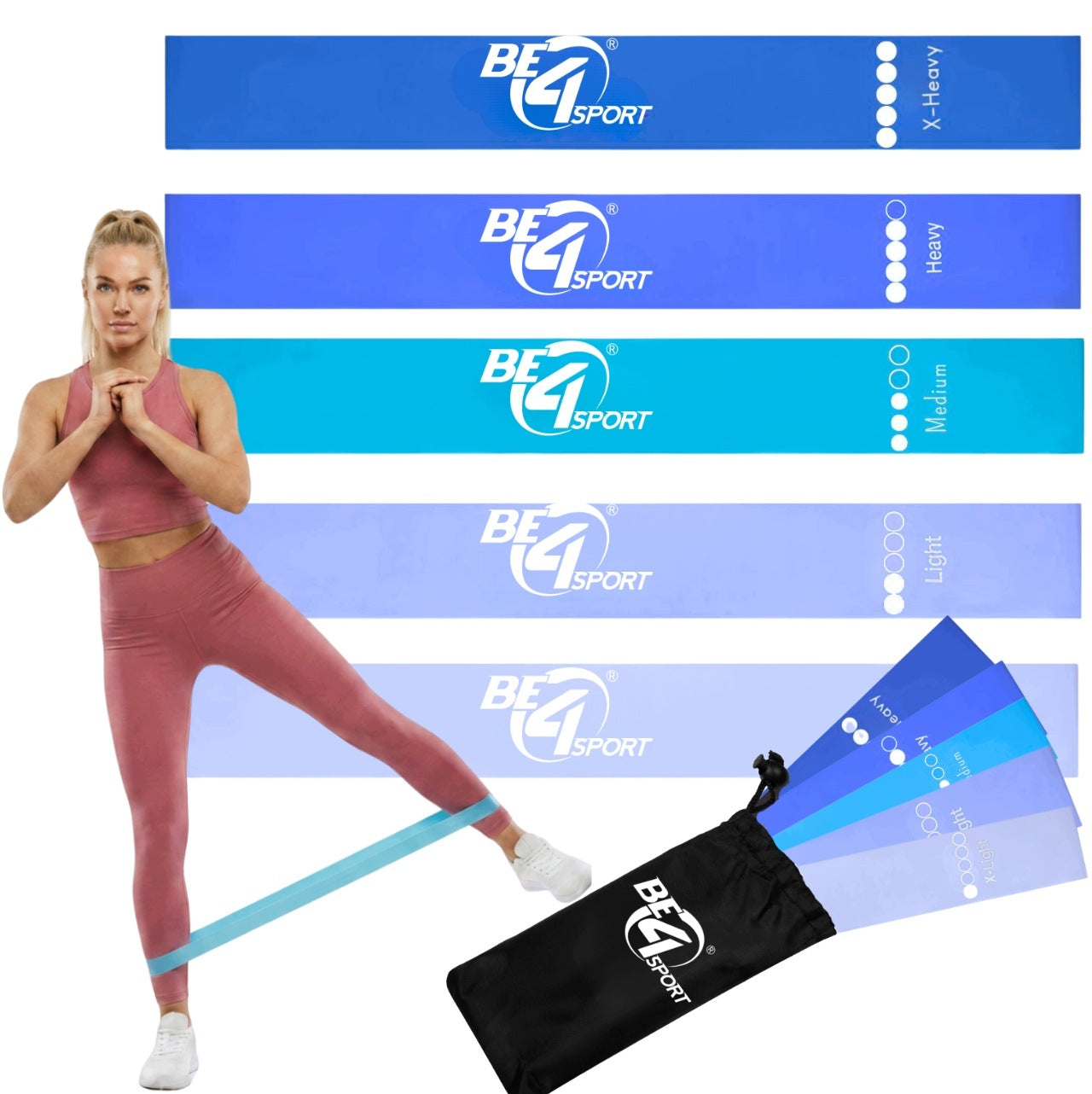 SET OF 5 RESISTANCE BANDS FOR STRETCHING EXERCISES MINI BAND 1-20 kg