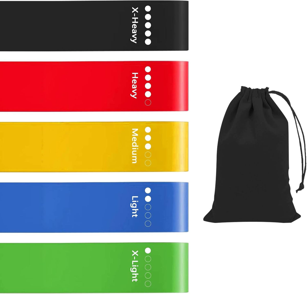SET OF 5 RESISTANCE BANDS TPE 5 FITNESS RESISTANCE LEVELS