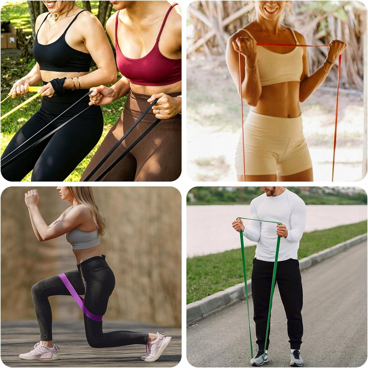 SET OF 5 RESISTANCE BANDS WITH TPE FOR EXERCISE AND STRETCHING WITH POUCH Brand FFitness