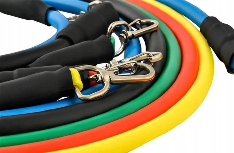 SET OF 5 RESISTANCE RUBBER EXERCISE FITNESS GYM WITH HANDLES Manufacturer code ZESTAW 5 GUM OPOROWYCH DO ĆWICZEŃ FITNESS