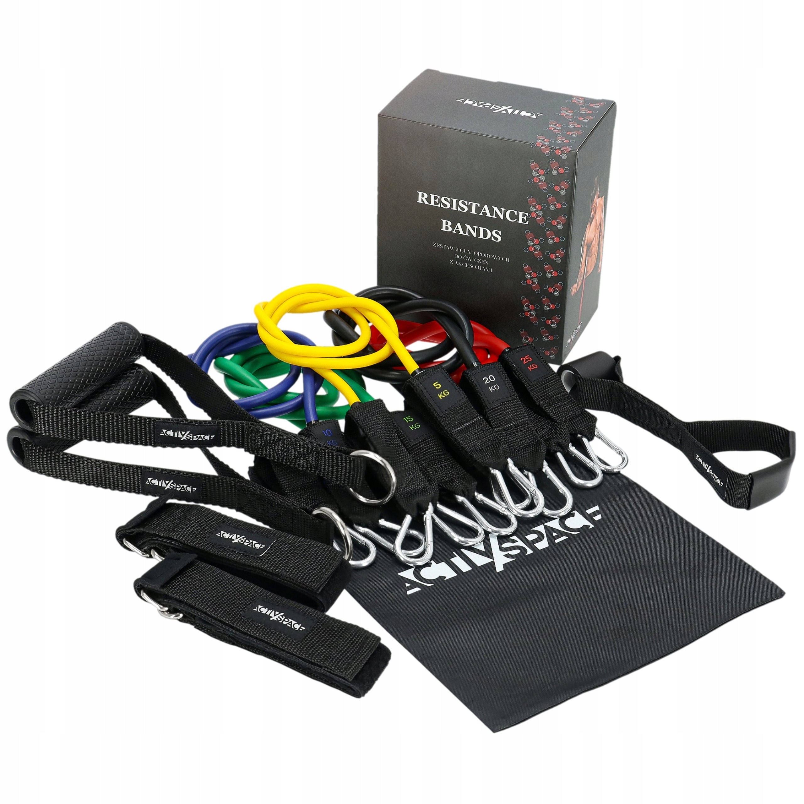 SET OF 5 RESISTANCE RUBBERS FOR EXERCISE FITNESS BANDS UP TO 75KG HIGH QUALITY Color multicolor