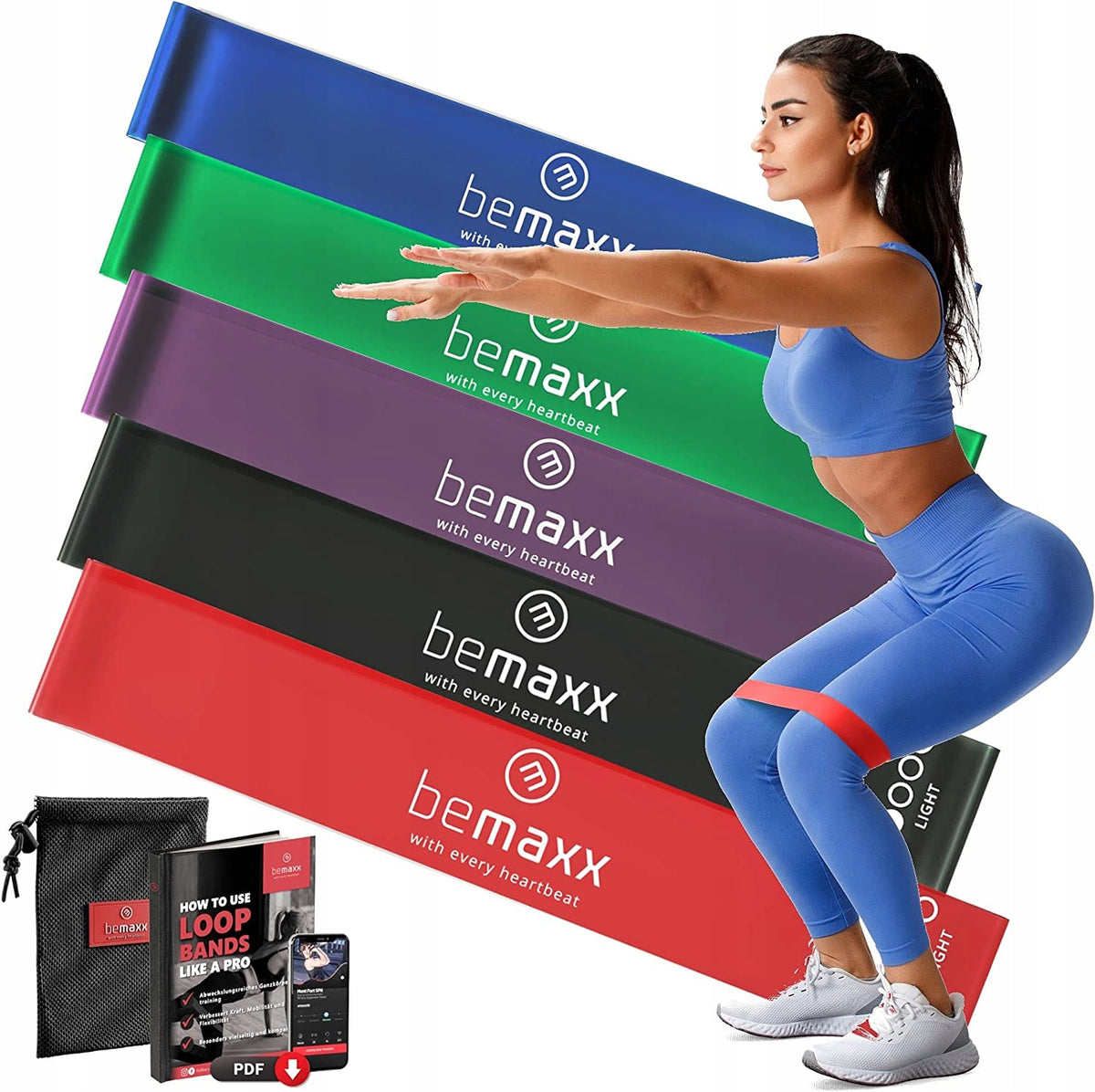SET OF 5 RESISTANCE RUBBERS FOR EXERCISE HIGH QUALITY