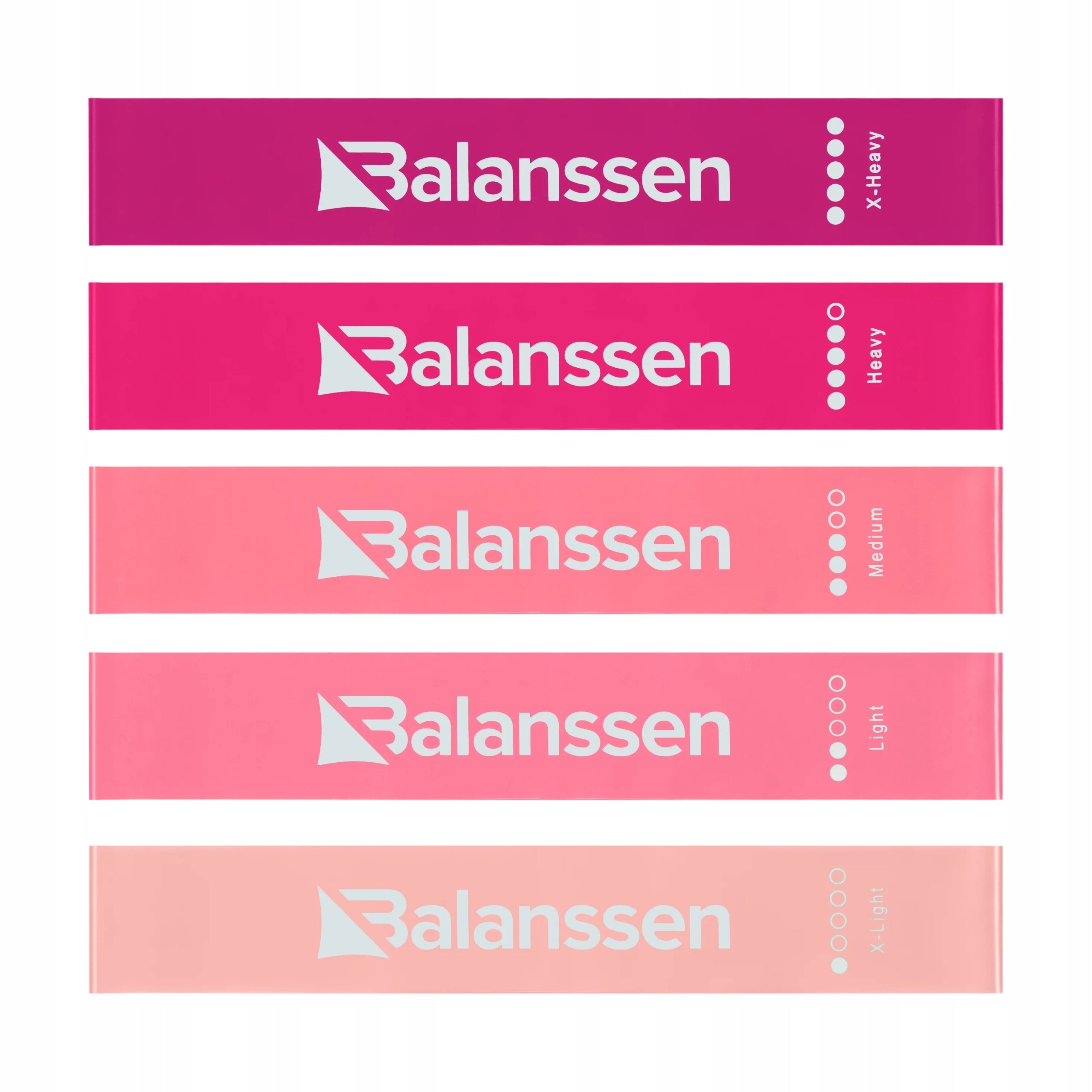 SET OF 5 RESISTANCE RUBBERS FOR LOOPpink EXERCISES BALANSSEN Color multicolor