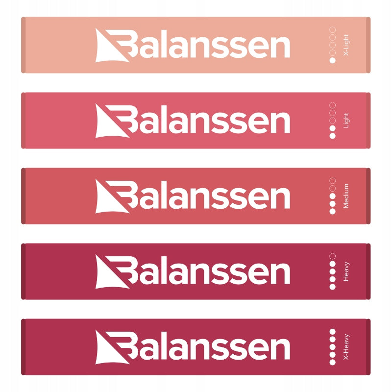 SET OF 5 RESISTANCE RUBBERS FOR LOOPpink EXERCISES BALANSSEN