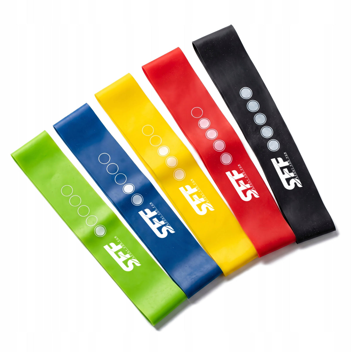 SET OF 5 RESISTANCE RUBBERS FOR POWER BAND EXERCISES