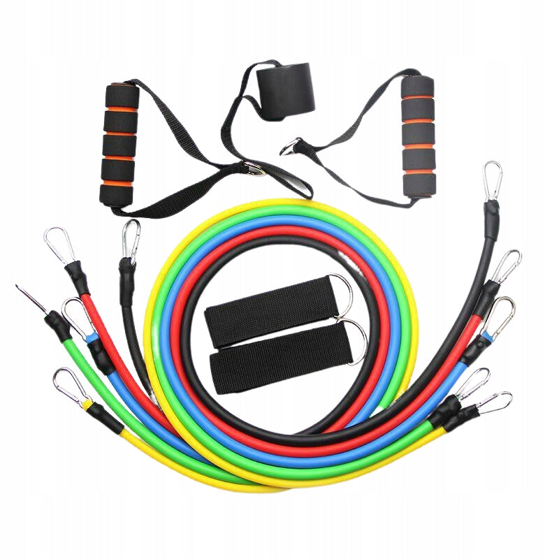 SET OF 5 RESISTANCE RUBBERS .:STRONG LATEX:. FOR EXERCISES WITH HOOK HANDLES Manufacturer code zestaw gum do ćwiczeń workout band 4,5-22,6kg