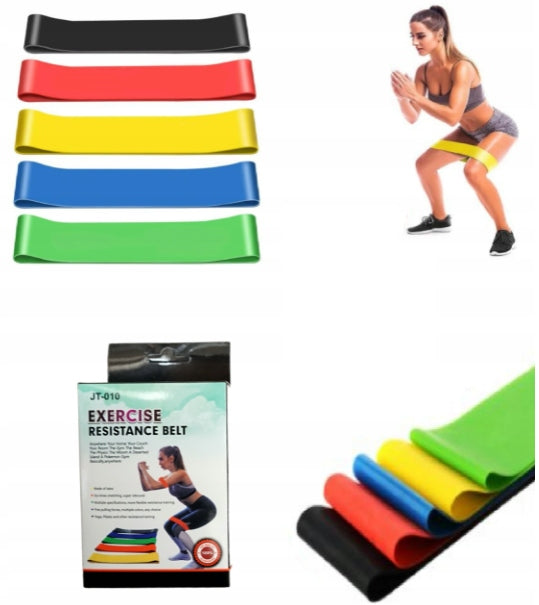 SET OF 5 RUBBER BANDS FOR TRAINING REHABILITATION FITNESS FLAT BAND