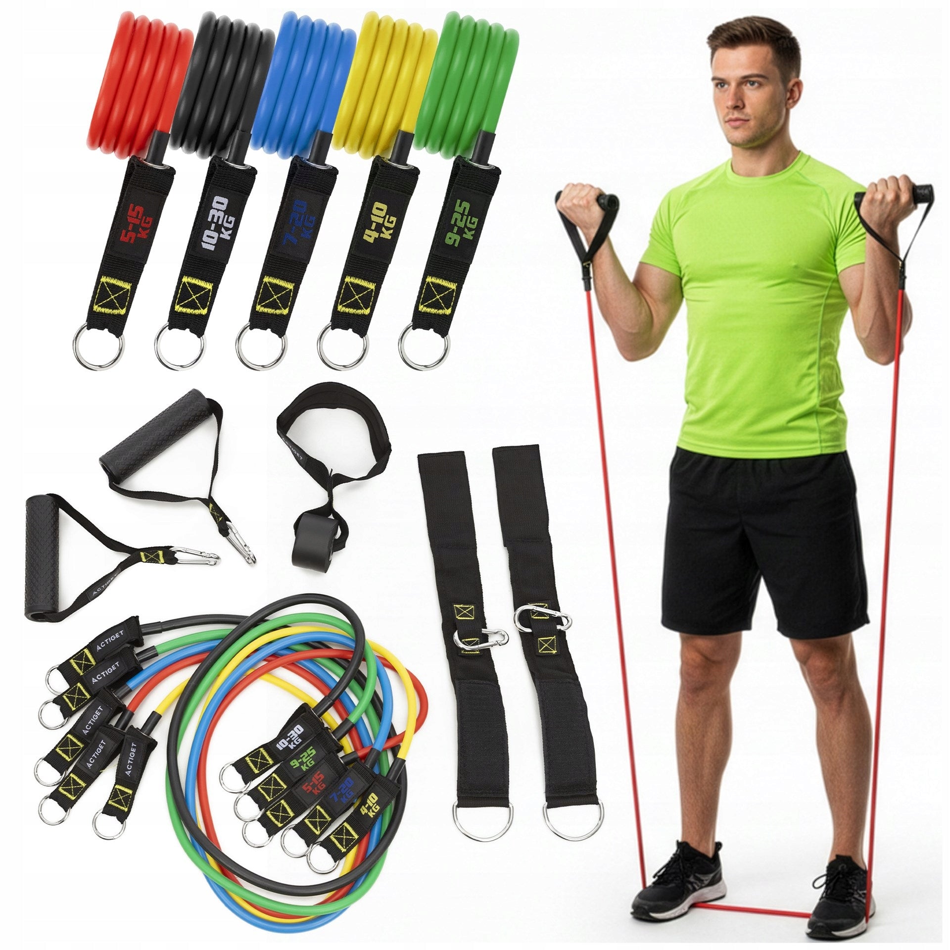 SET OF 5 RUBBER EXERCISE BANDS TRAINING RESISTANCE RUBBER FITNESS EXPANDERS Thickness 12 mm