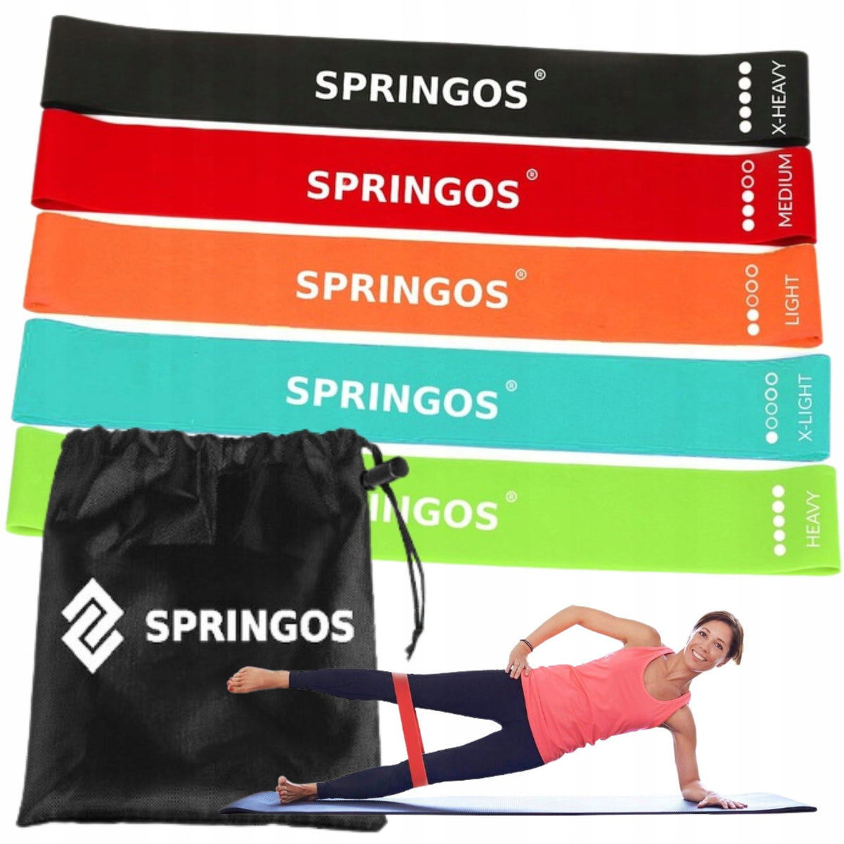 SET OF 5 RUBBER EXERCISE RESISTANCE BANDS MINI POWER BAND STRETCHING 1-25kg