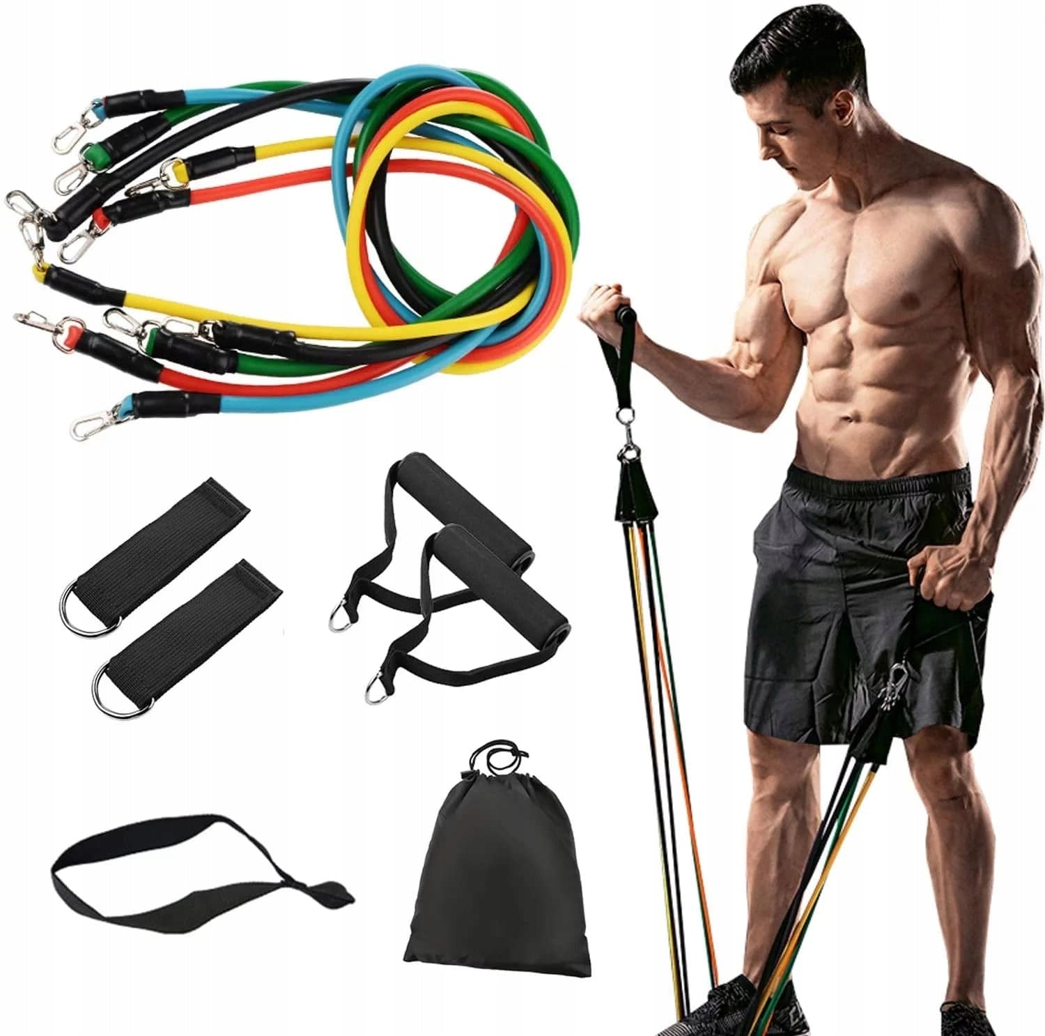 SET OF 5 RUBBER EXPANDERS FOR EXERCISE 4,5KG - 45KG Color multicolor
