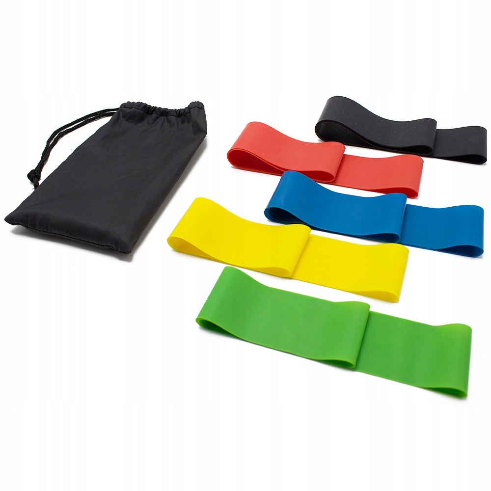 SET OF 5 RUBBER MINI BAND FOR FITNESS EXERCISES HOME GYM TAPE