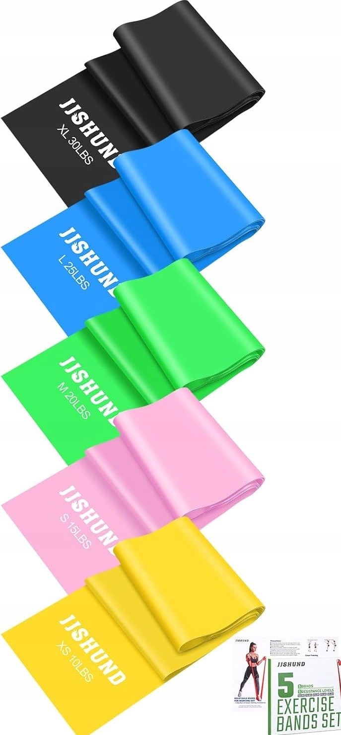 SET OF 5 RUBBER TAPES FOR FITNESS REHABILITATION TRAINING EXERCISES 1,5M