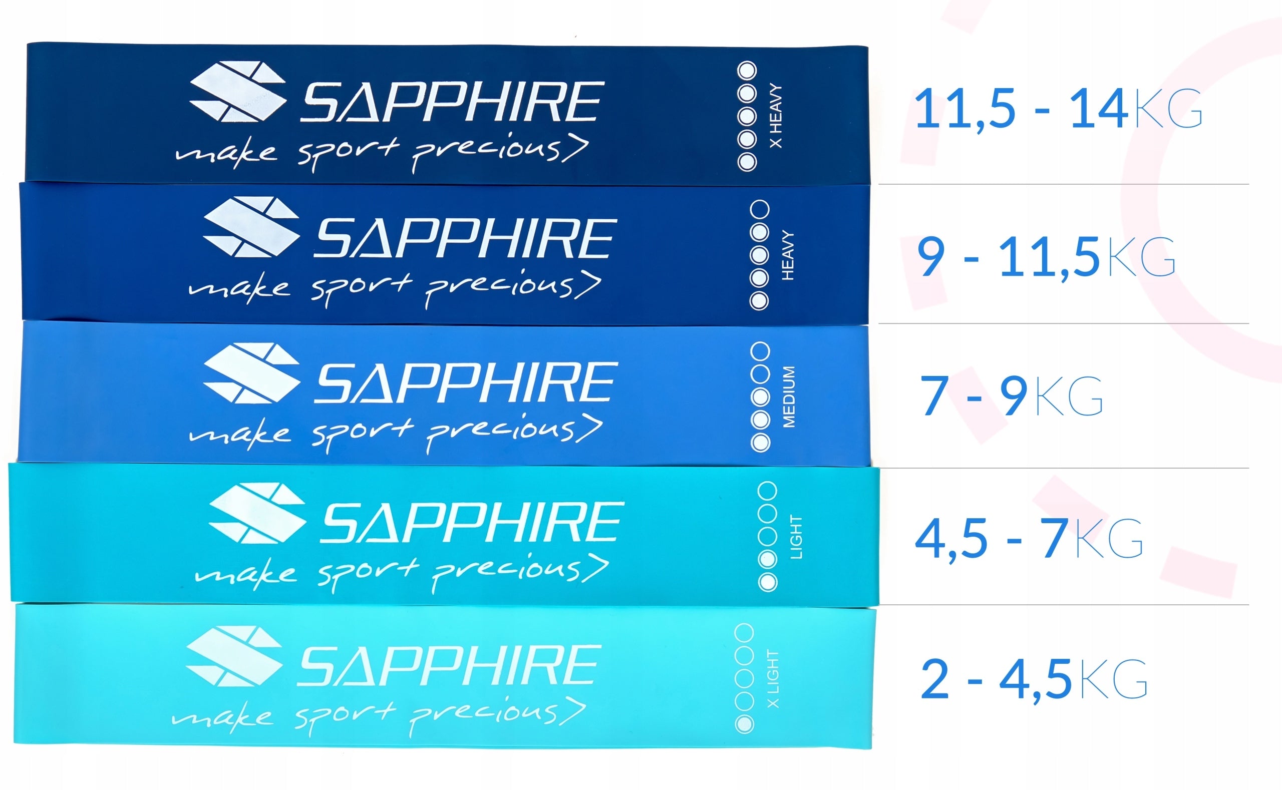 SET OF 5 Resistance Rubbers Rehabilitation Exercise Tapes MINI BAND Training Model SG-1314_BLUE