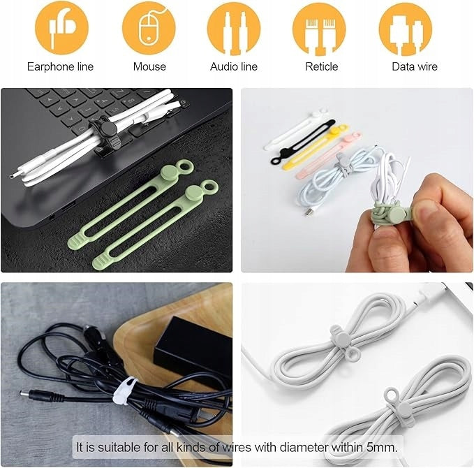 SET OF 5 SILICONE BANDS / REUSABLE RECIPE ERASER Manufacturer code OPASKI SILIKONOWE DO KABLI