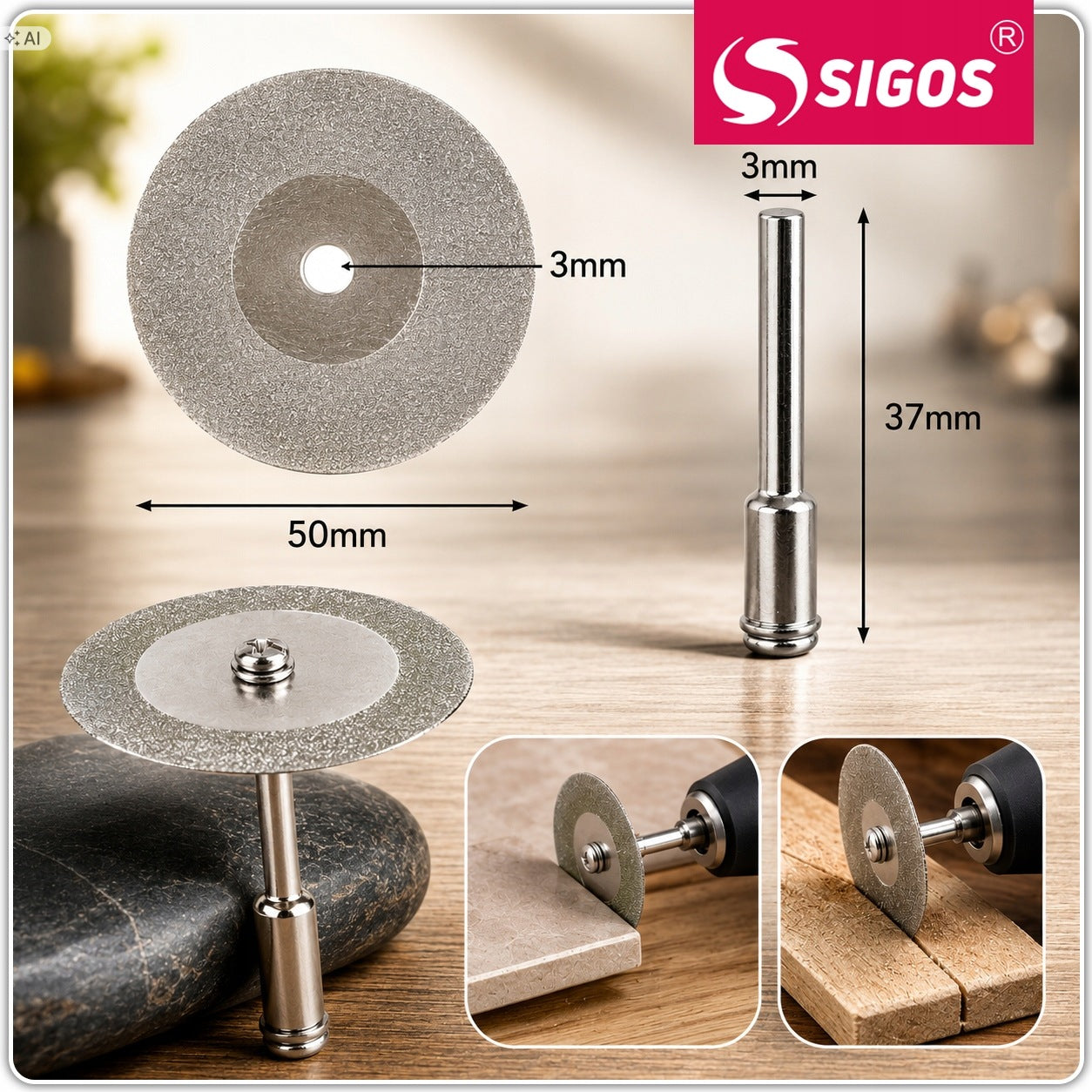 SET OF 50 MM MINI DIAMOND DISCS FOR CUTTING AND GRINDING PRO Packaging status original