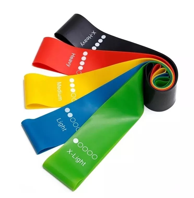 SET OF 5PCS EXERCISE RUBBER RESISTANCE TAPE 1KG - 20KG Color multicolor