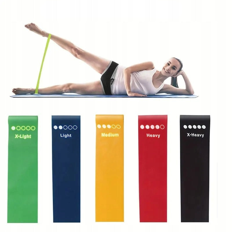 SET OF 5PCS EXERCISE RUBBER RESISTANCE TAPE 1KG - 20KG