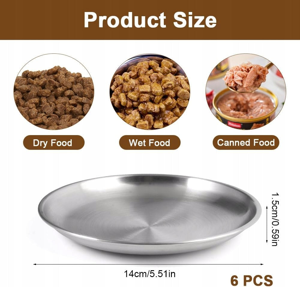 SET OF 6 CAT BOWLS STAINLESS STEEL 14CM FLAT Kind automatic feeder
