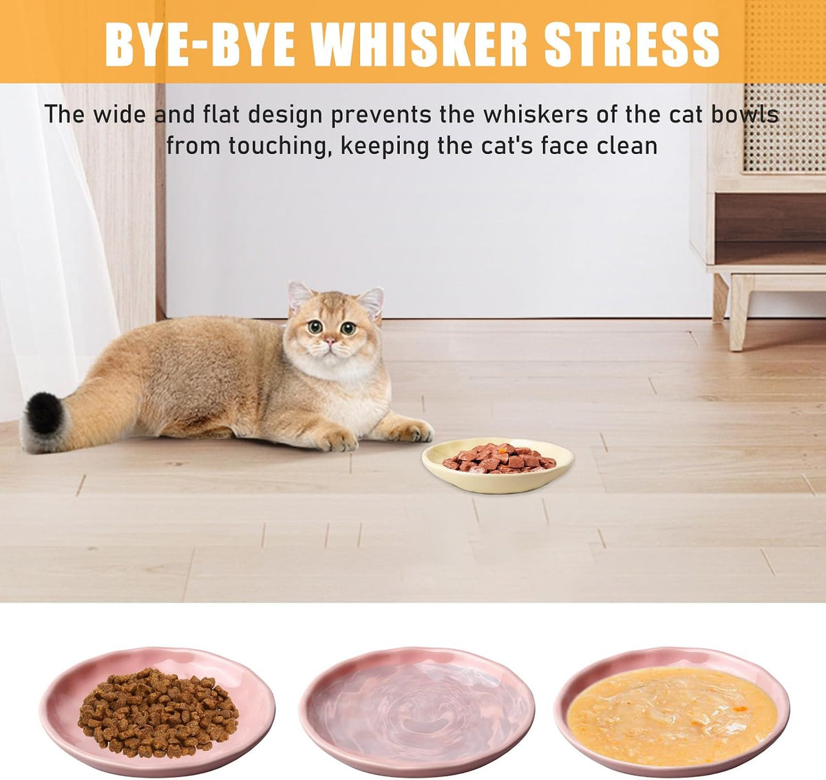 SET OF 6 CERAMIC BOWLS FOR CATS Ø 15,2 CM FLAT ERGONOMIC Kind automatic feeder