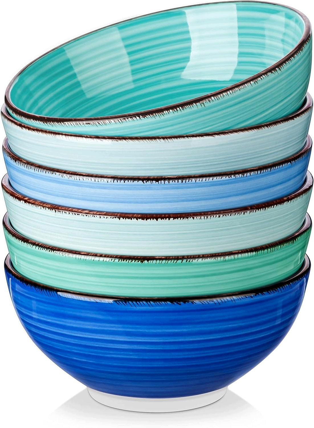 SET OF 6 CERAMIC BOWLS FOR SALAD SOUP PORRIDGE 760 ML MICROWAVE