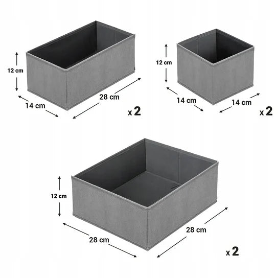 SET OF 6 COMPARTMENT ORGANIZERS FOR CLOTHES DRAWER CLOSET UNDERWEAR