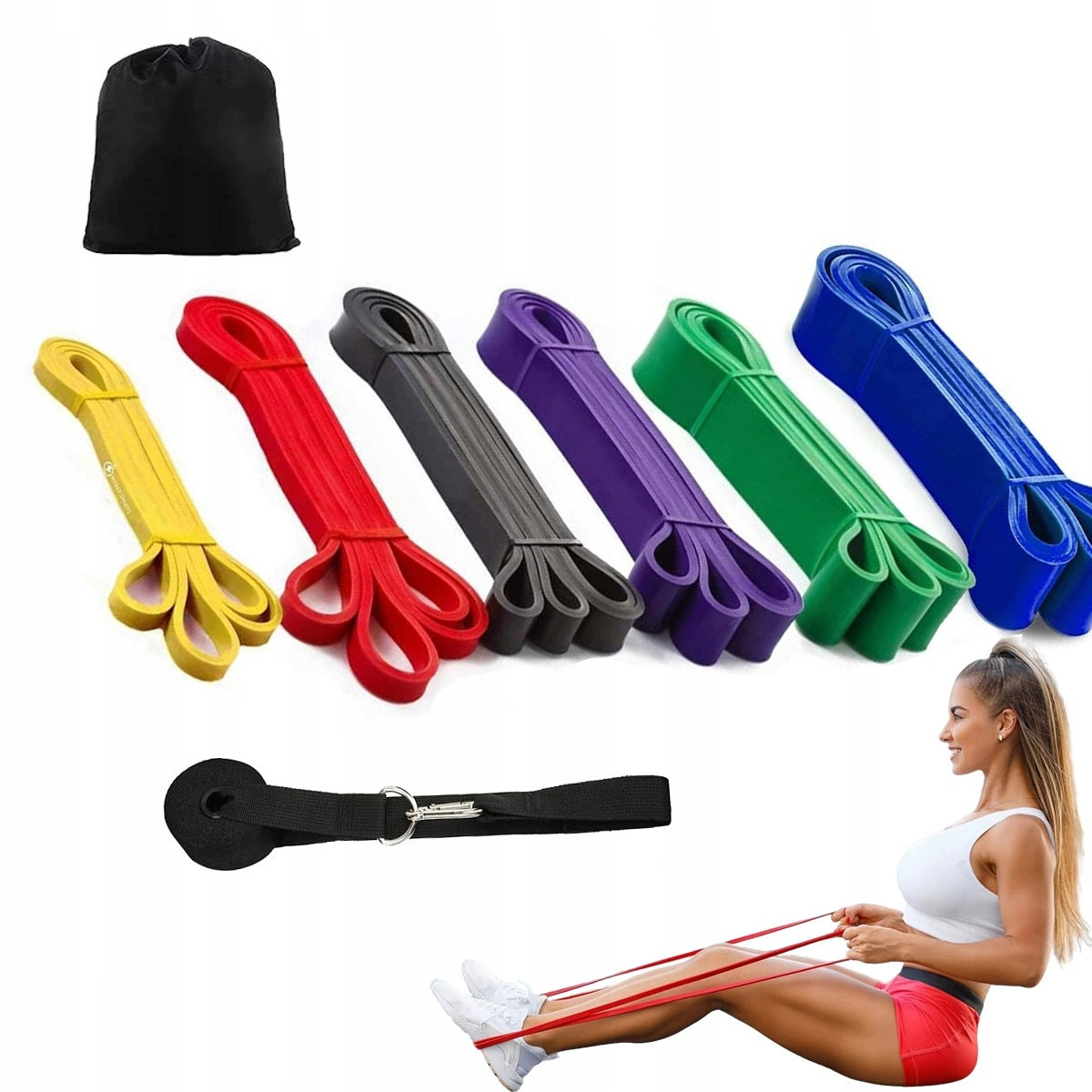 SET OF 6 EXERCISE RUBBER POWER BAND RUBBER STRONG RESISTANCE BAND FITNESS QUALITY