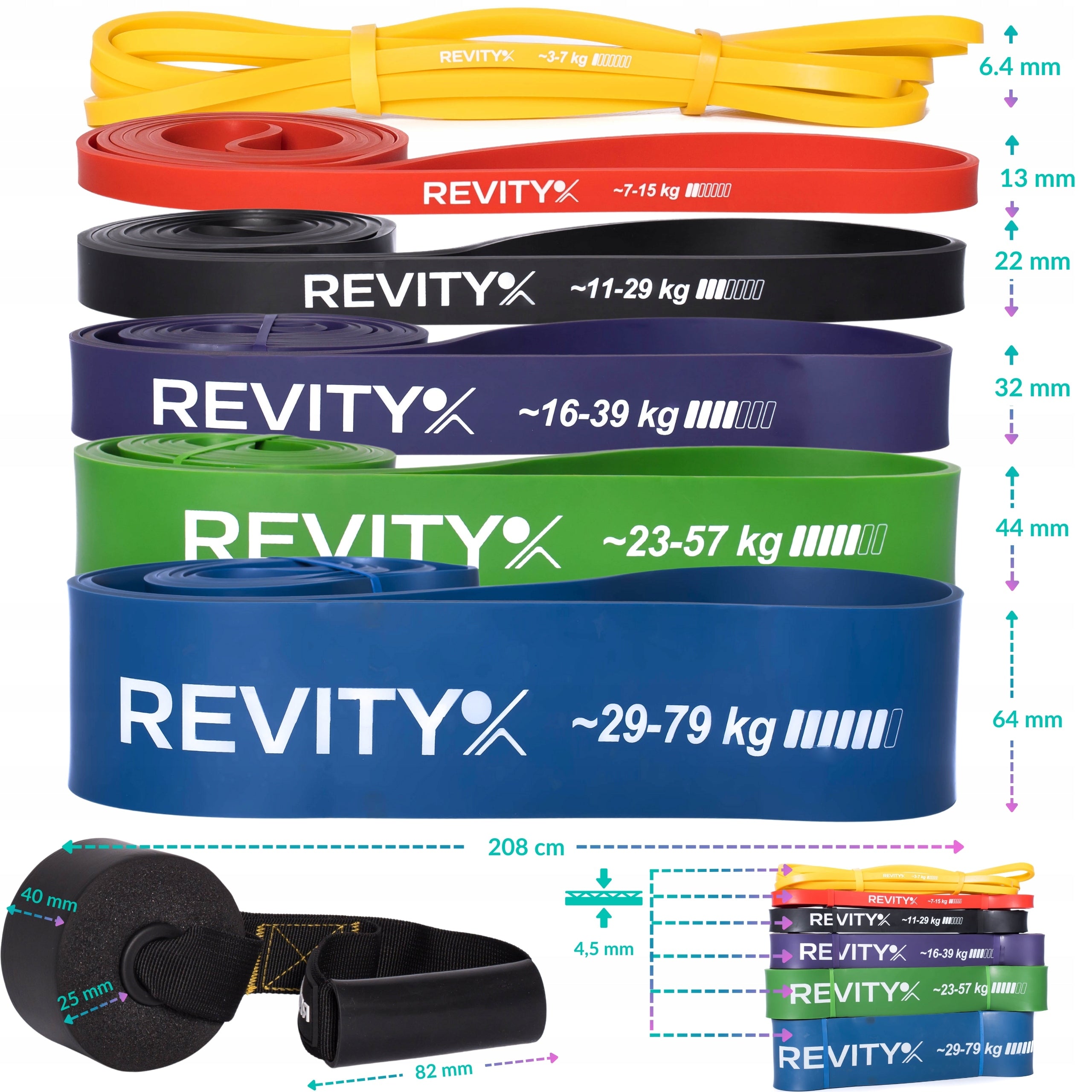 SET OF 6 EXERCISE RUBBERS POWER BAND HIGH RESISTANCE FOR LATEX PULL-UPS Kind rubber