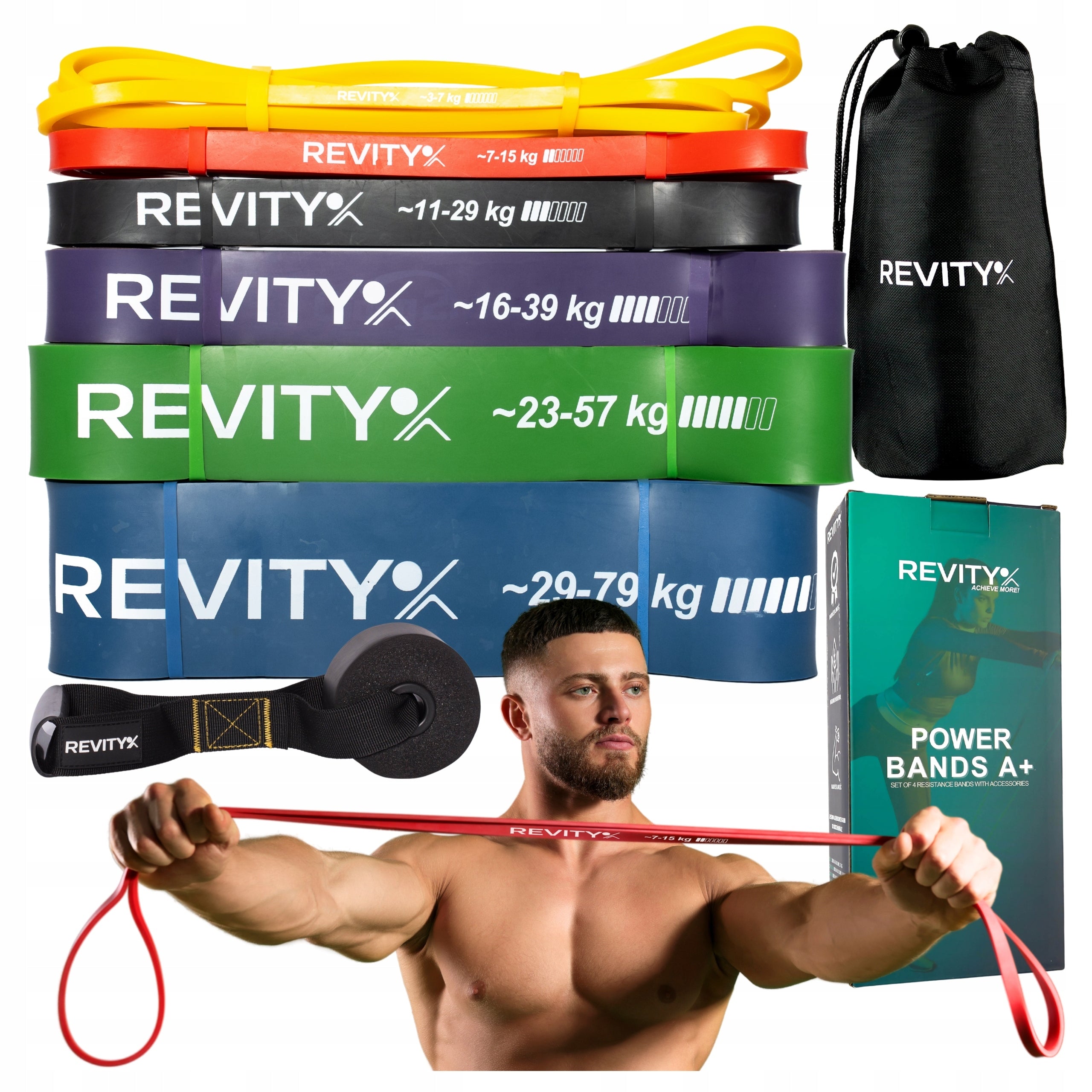SET OF 6 EXERCISE RUBBERS POWER BAND HIGH RESISTANCE FOR LATEX PULL-UPS