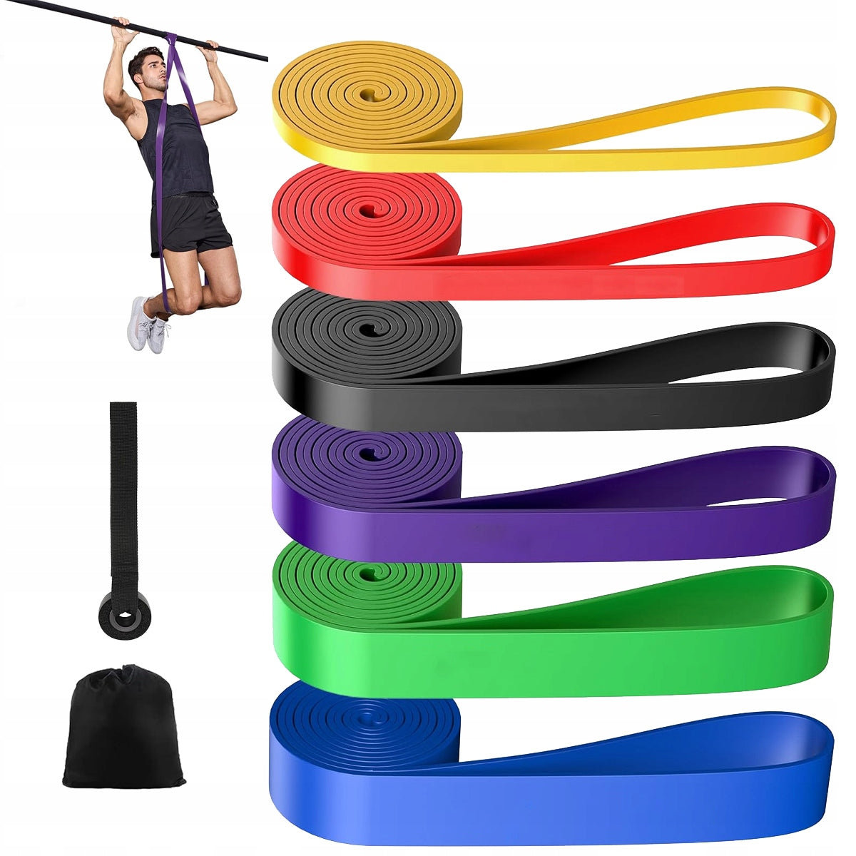 SET OF 6 EXERCISE RUBBERS POWER BAND RESISTANCE BANDS FITNESS TRAINING