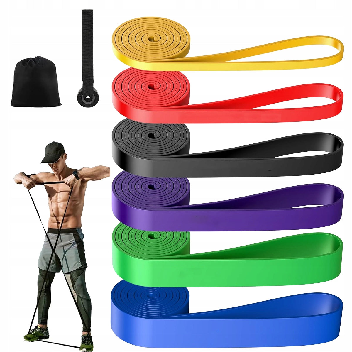 SET OF 6 EXERCISE RUBBERS POWER BAND STRONG RESISTANCE RUBBER FOR FITNESS TRAINING