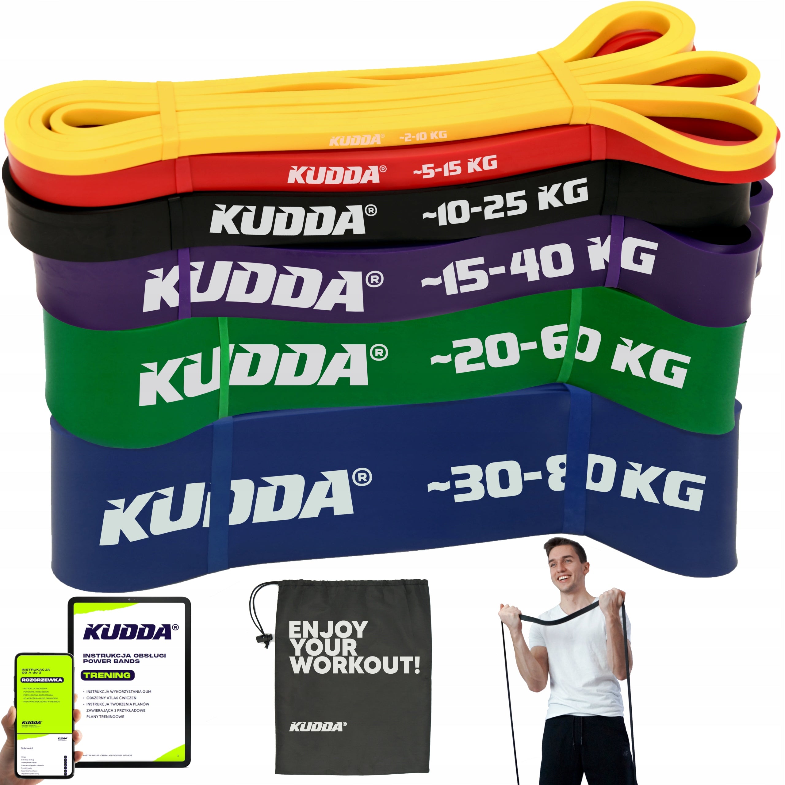 SET OF 6 EXERCISE RUBBERS POWER BAND fitness resistance rubberS HIGH QUALITY KUDDA
