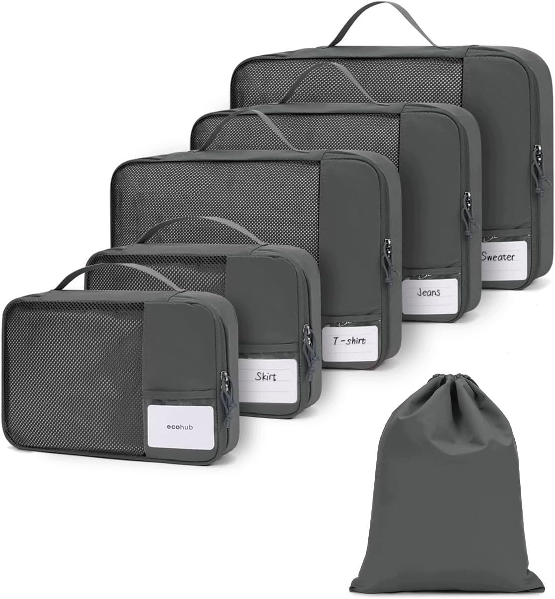 SET OF 6 ORGANIZERS FOR SUITCASE PACKING TRAVEL BAGS