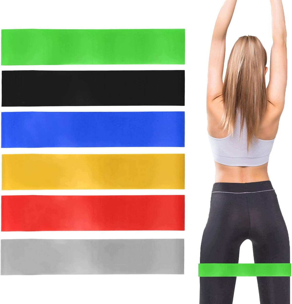SET OF 6 RESISTANCE BANDS FOR EXERCISE VARIOUS RESISTANCE LATEX PREMIUM