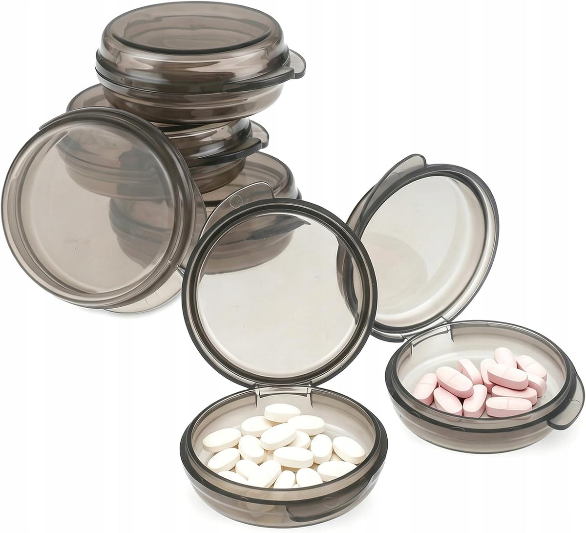 SET OF 6 TABLET CONTAINERS SMALL BLACK BOXES 4X4X1,5 CM