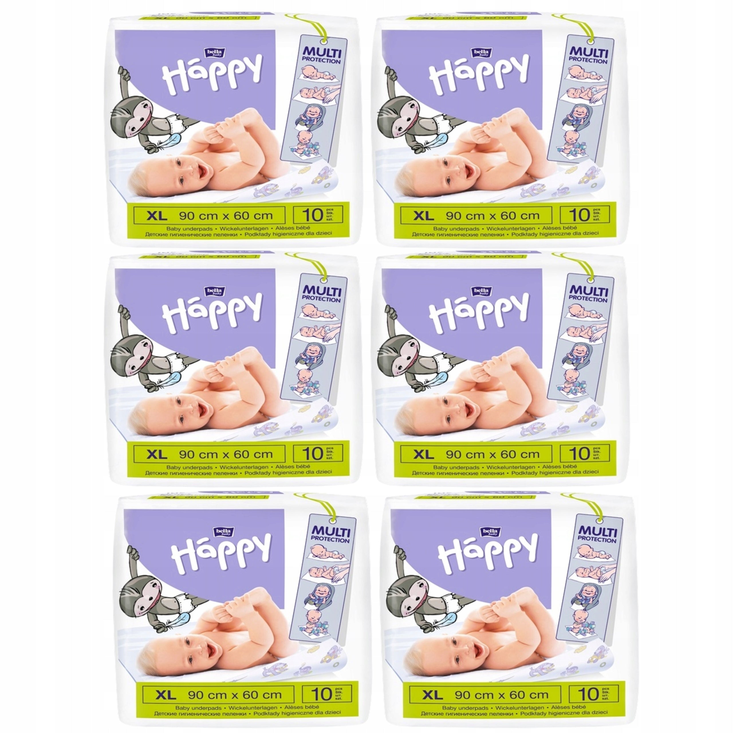 SET OF 6X CHANGING PADS FOR CHILDREN HAPPY XL 60x90CM 10 PCS