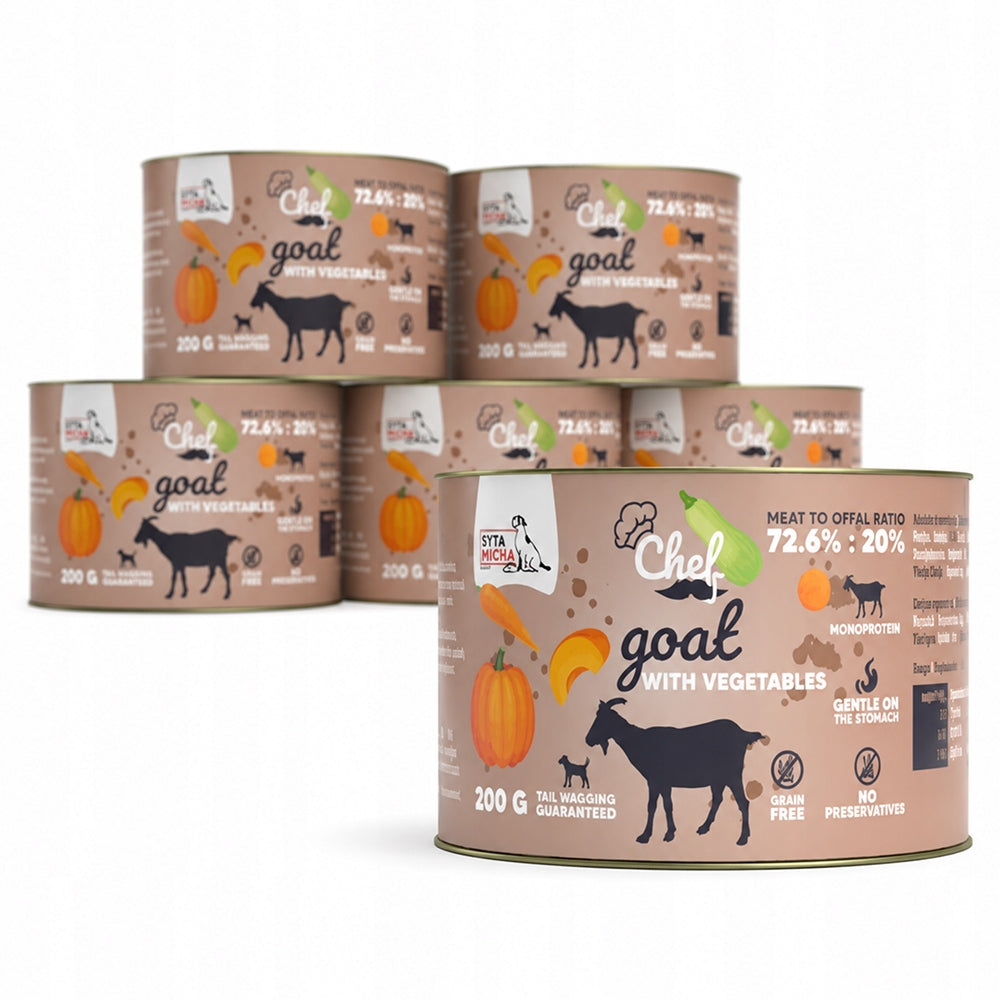 SET OF 6X CHEF WET DOG FOOD - GOAT WITH VEGETABLES, 200G