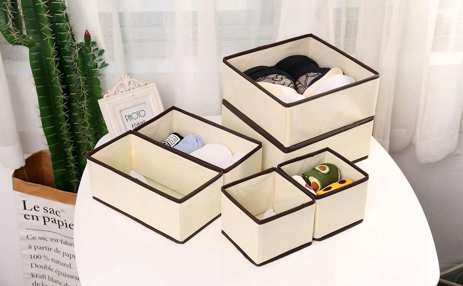 SET OF 6x WARDROBE DRAWER ORGANIZER UNDERWEAR BOXES SOCKS BRIGHT Brand Lova Nest