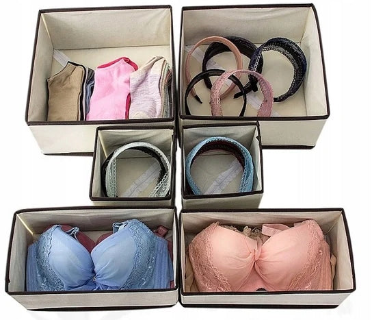 SET OF 6x WARDROBE DRAWER ORGANIZER UNDERWEAR BOXES SOCKS BRIGHT Number of pieces 6 pcs