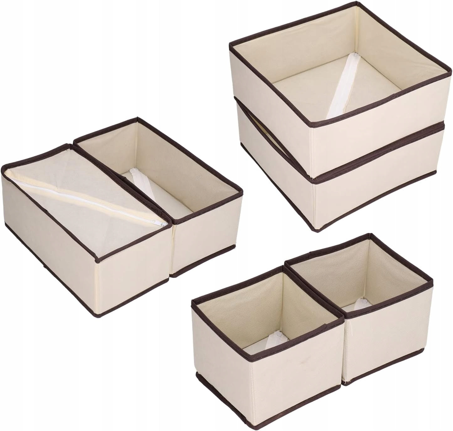 SET OF 6x WARDROBE DRAWER ORGANIZER UNDERWEAR BOXES SOCKS BRIGHT Product width 28 cm