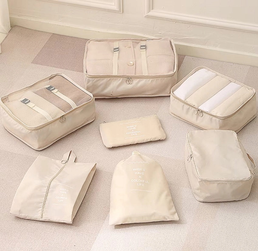 SET OF 7 TRAVEL ORGANIZERS MERINGUE FOR SUITCASE HOLIDAY TRIP TO THE CLOSET Brand no brand